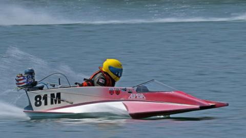 Pink and white hydro racing